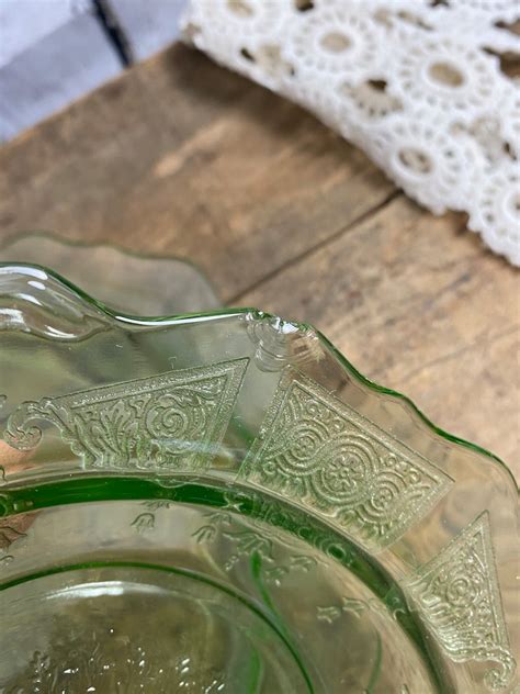 S Green Depression Glass Princess Hocking Plate Butter Etsy