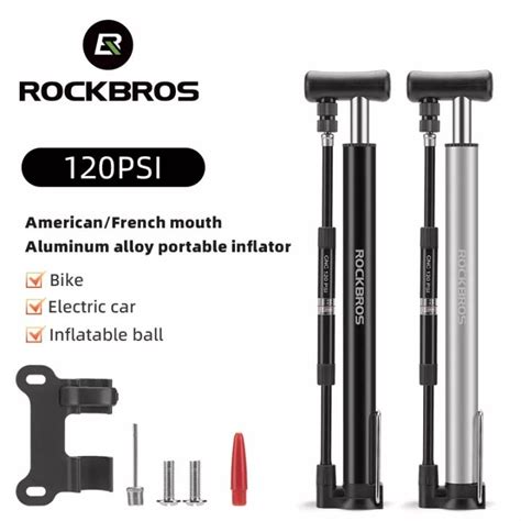 Rockbros Air Pump With Gauge 120 Psi Aluminum Alloy Foot Inflator