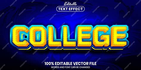 Premium Vector College Text Font Style Editable Text Effect