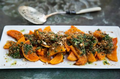 Roasted Winter Squash With Salsa Verde And Herby Breadcrumbs