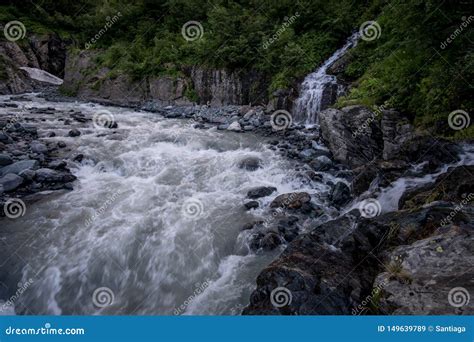 Rushing Blue River In A Mountain Forest Stock Image Image Of Rock