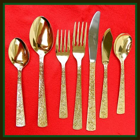 Cellini Romanesque Electroplate Golden Flatware Made In