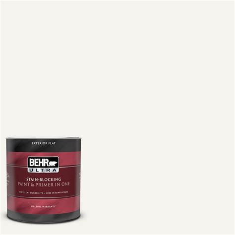 BEHR ULTRA 1 Qt 75 Polar Bear Flat Exterior Paint And Primer In One