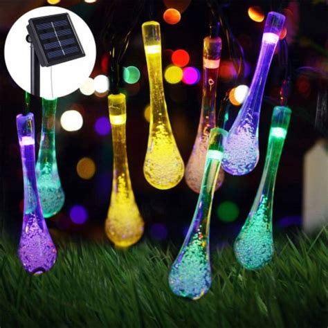 20 Ft 30 Led Lights Water Drop Solar Fairy String Lights Garden Decor