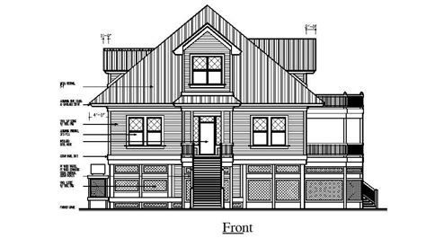 Simple House Front Elevation Drawing Dwg Free File Cadbull