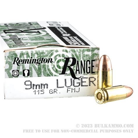 500 Rounds Of Bulk 9mm Ammo By Remington 115gr Fmj