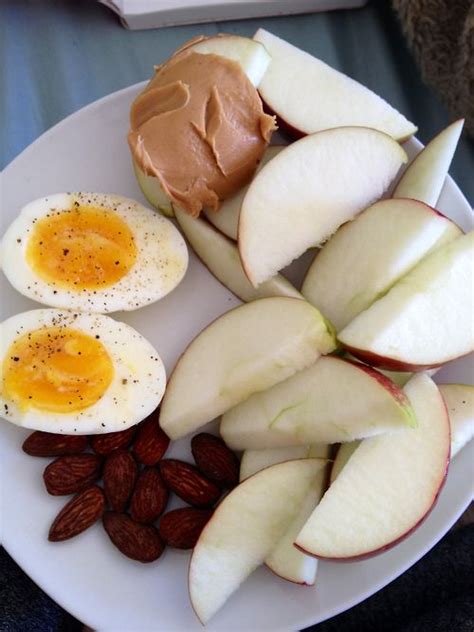 Try boiled egg diet to lose weight and belly fat fast in 2 weeks. Awesome Breakfast - Hard Boiled Eggs, Almonds, Apples ...