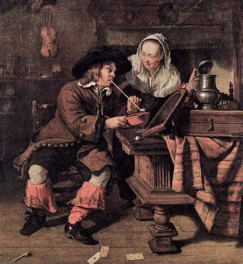 1600s Music Indoors Eating Courting Drinking And Dogs By