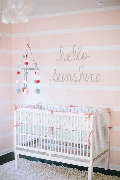 Pink and white striped bedroom walls from mykitchenzone. White and Pink Striped Nursery Walls - Transitional - Nursery