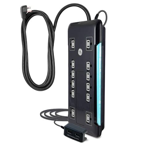 Ge Premium 12 Outlet Surge Protector With 2 Usb Charging Dock 8ft