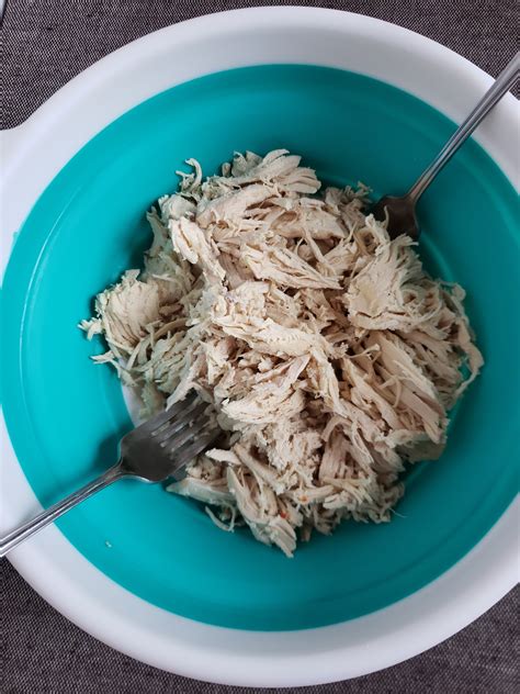 Turn heat to high, bring to a boil then remove any foam. How to Boil and Shred Chicken Breasts - Fit and Frugal Mommy