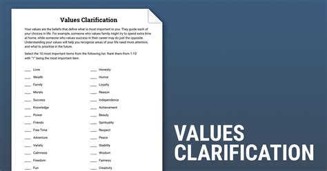 Values Clarification (Worksheet) | Therapist Aid