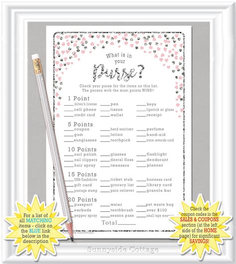 what s in your purse bridal shower game wedding game