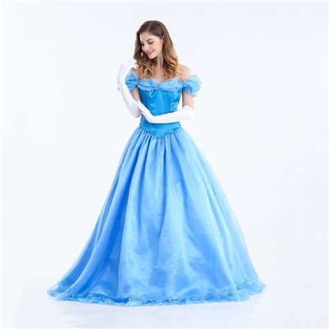 Vashejiang Deluxe Adult Cinderella Costume Women Fancy Dress Ball Gown Halloween Princess