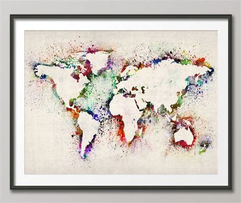 Map Of The World Map Abstract Painting Art Print 778 Etsy