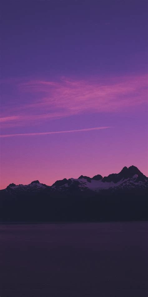 Horizon Mountains Pink Sky Sunset Wallpaper Purple Wallpaper Iphone