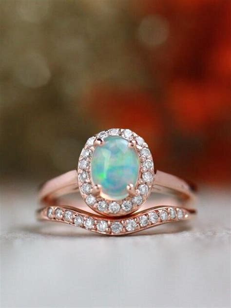Native american white opal inlay wedding band rings are a wonderful alternative to traditional or socially expectant wedding rings and a true expression of your personal style. Fine Jewelry | Gemstone Engagement Ring Set | Opal Ring ...