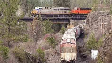 Bnsf Crosses Above A Union Pacific Train In Cheney Washington Youtube