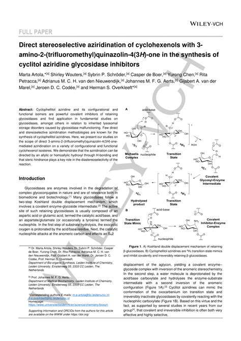 Pdf Direct Stereoselective Aziridination Of Cyclohexenols With