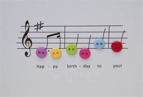 Place hands over the notes, with both thumbs (1s) on middle c. Happy Birthday Music Card - Birthday Card with Button ...