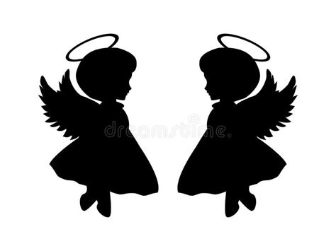 The Silhouette Of An Little Angel Stock Vector Illustration Of Child