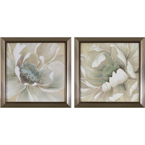 Decor Therapy 14 In X 14 In Antiqued White Flowers Printed Framed