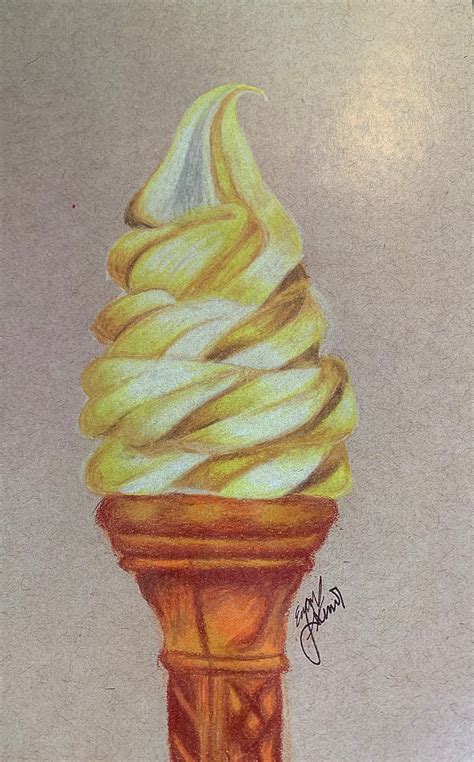 Ice Cream Colored Pencil Drawing Etsy