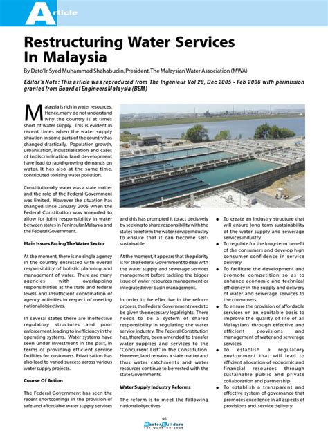 Though malaysia is endowed with abundant water resources, the country is experiencing increased on the other hand, national coverage of water supply has increased from 80% of the total population in 1990 to 95% in 2000. SPAN Water Restructuring in Malaysia | Water Supply | Malaysia