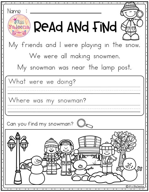 Winter Reading Comprehension Read And Find Reading Comprehension