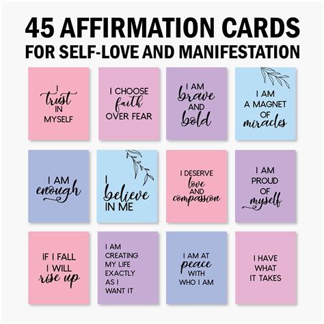 45 Positive Affirmation Card Deck Vision Board Printables Cards For Law
