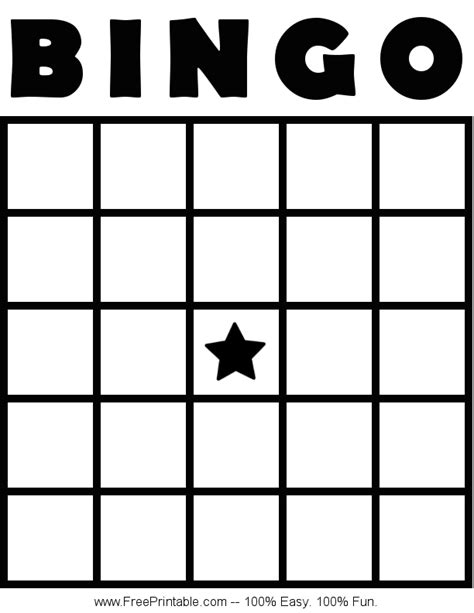 Bingo Card Blank Template Printable Word Searches