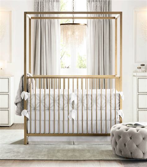 Clean Lined Canopy Crib Aged Brass Finish A Modern Silhoue Baby