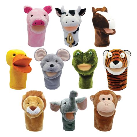 Get Ready Kids Plushpups Animal Hand Puppets Set Of 10 Mtb200999