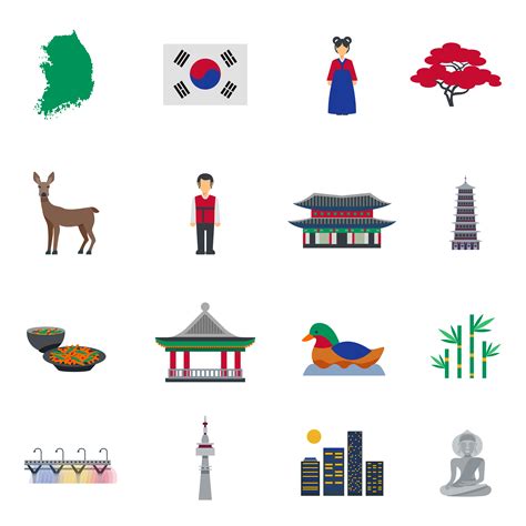 Korean Culture Symbols Flat Icons Set 467131 Vector Art At Vecteezy