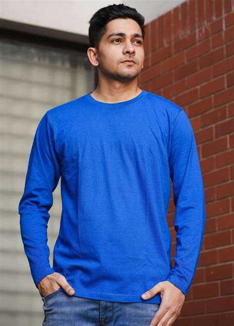 Round Neck Royal Blue Full Sleeve By Goodybro