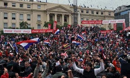 Some of the people below. World Cup 2010: Paraguayans party in glare of unfamiliar ...