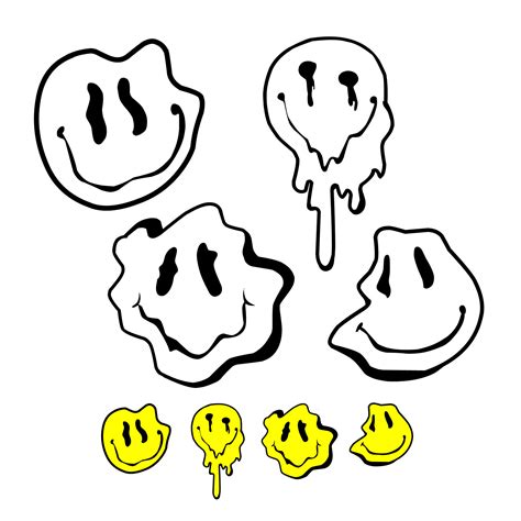 Melted Smiley Svg Bundle Smiley Face Drip Digital Download Etsy