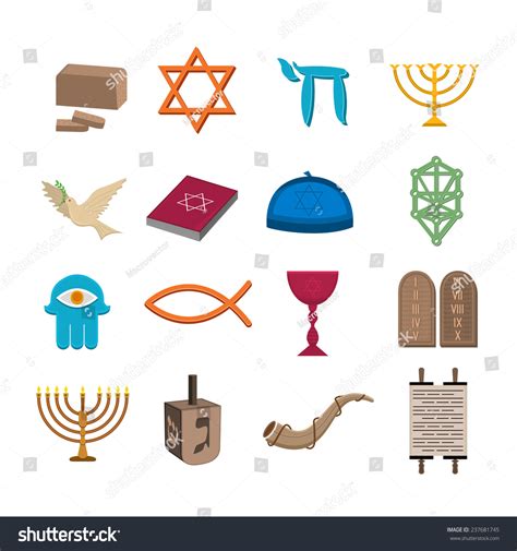 Judaism Church Traditional Symbols Icons Set Stock Illustration 237681745