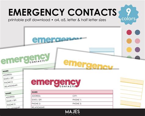 Emergency Contact Emergency Form Home Daycare Forms Etsy