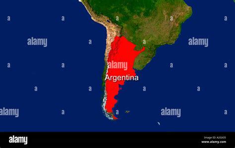Highlighted Satellite Image Of Argentina Stock Photo Alamy