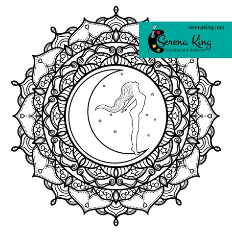Crescent Moon Mandala Coloring Page | Mandala coloring pages, Mandala