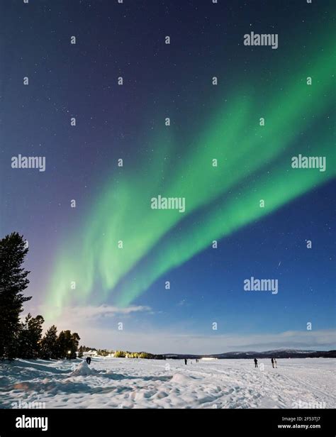 Aurora Borealis Or Northern Lights Over Inari In Finland Stock Photo