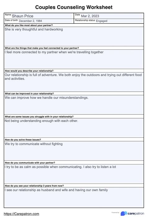Free Printable Couples Therapy Worksheets | Relationship Building Resources
