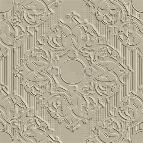 Embossed 3d Floral Seamless Pattern Arabesque Emboss Textured