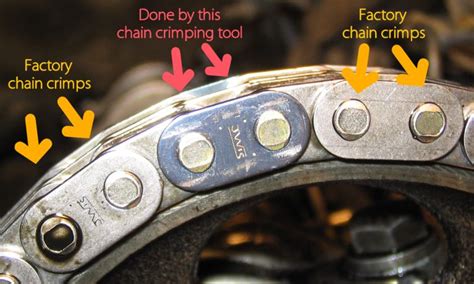 Adding a link to a motorcycle chain isn't the most difficult thing to do when it comes to maintenance. How do I peen a Tsubaki cam chain master link? (and anyone ...