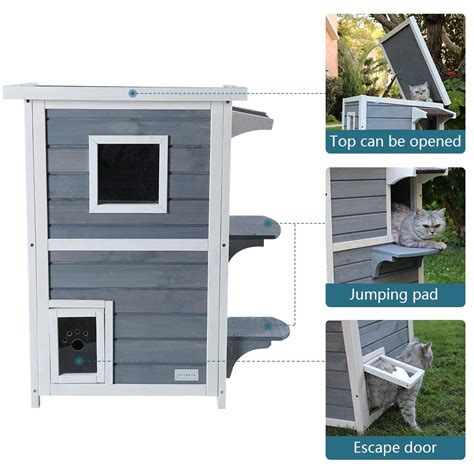 Petsfit Outdoor Cat House For Winter 2 Story Cat House Outdoor