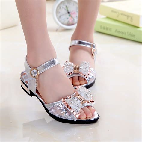 Childrens High Heel Shoes Kids Sandals For Party Gold