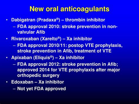 Ppt Update On The New Oral Anticoagulants Powerpoint Presentation