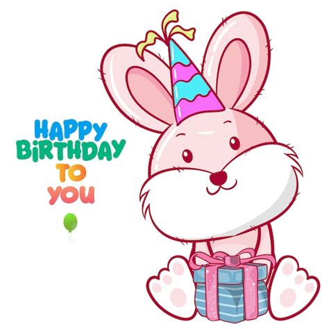 Premium Vector Greeting Birthday Card With Cute Rabbit