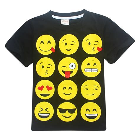 Children Costume Clothes Kids Emoji Smiley Faces Short Sleeve Tee Tops